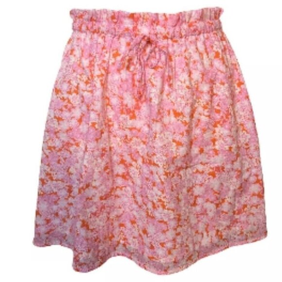 NWT Abound by Nordstrom Women's Pink Floral Drawstring Mini Skirt - 4X - Picture 1 of 7